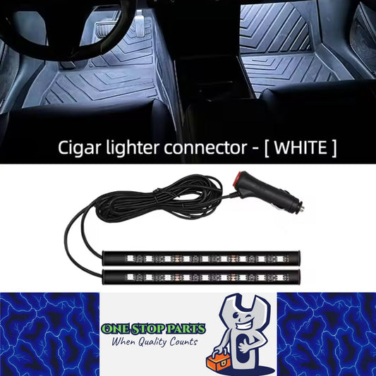 White LED Car Foot Light Interior Atmosphere Lamp with Cigarette Lighter Plug
