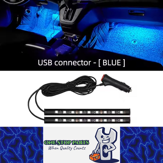 Blue LED Car Foot Light LED Interior Atmosphere Lamp with Cigarette Lighter Plug