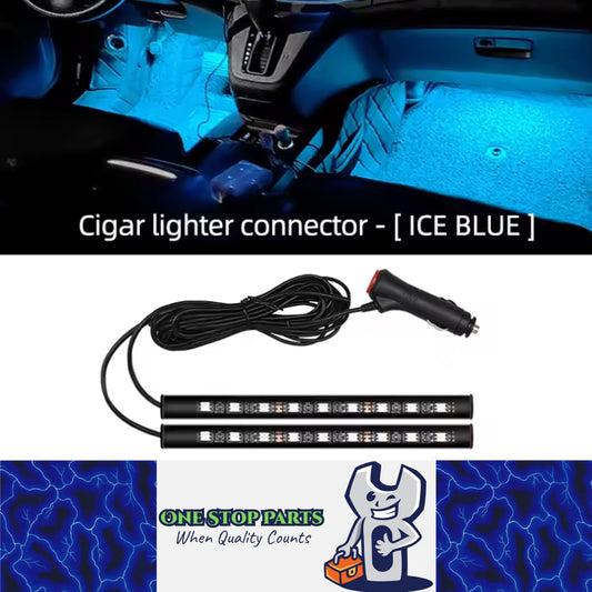 IceBlue LED Car Foot Light Interior Atmosphere Lamp with Cigarette Lighter Plug