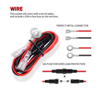 12V Car Cigarette Lighter Socket Female Power Adapter Plug Outlet with Cover