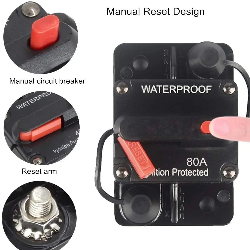 40A Circuit Breaker Manual Reset 12V 24V WaterProof for Car Truck Boat Marine
