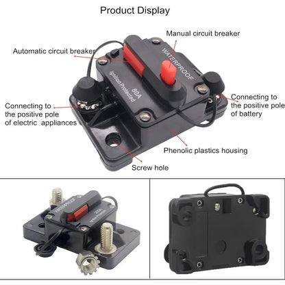 40A Circuit Breaker Manual Reset 12V 24V WaterProof for Car Truck Boat Marine