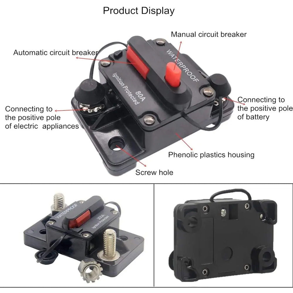 30A Circuit Breaker Manual Reset 12V 24V WaterProof for Car Truck Boat Marine
