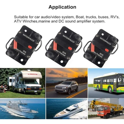 30A Circuit Breaker Manual Reset 12V 24V WaterProof for Car Truck Boat Marine