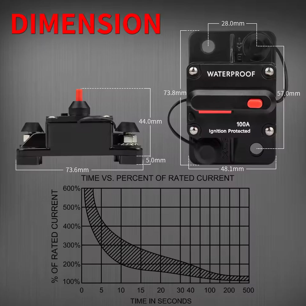 30A Circuit Breaker Manual Reset 12V 24V WaterProof for Car Truck Boat Marine