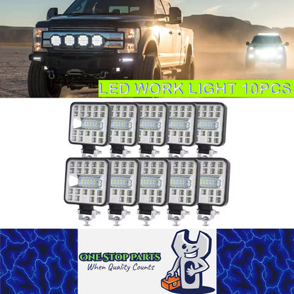10 x LED Work Lights 87W 12V-24V 6500K Spot Beam Flood Beam Combo LED Work Light
