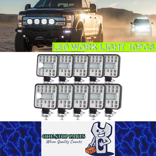 10 x LED Work Lights 87W 12V-24V 6500K Spot Beam Flood Beam Combo LED Work Light