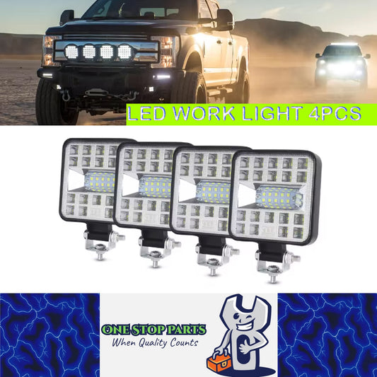 4 x LED Work Lights 87W 12V-24V 6500K Spot Beam Flood Beam Combo LED Work Lights