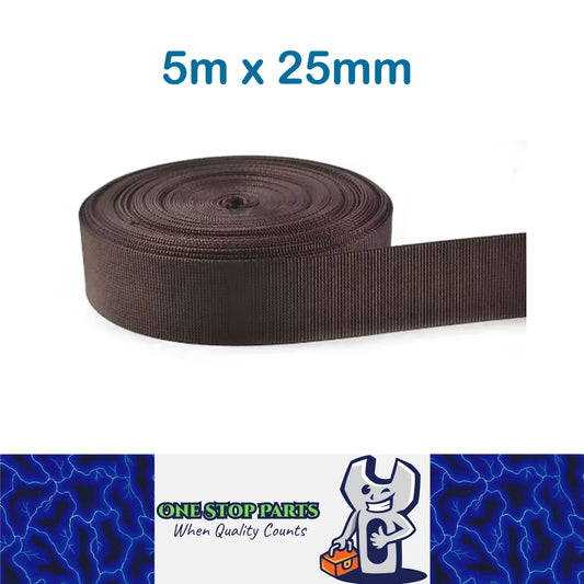 5m x 25mm Coffee Nylon Webbing Strap Safety Belt Knapsack Bag Leash DIYCrafting