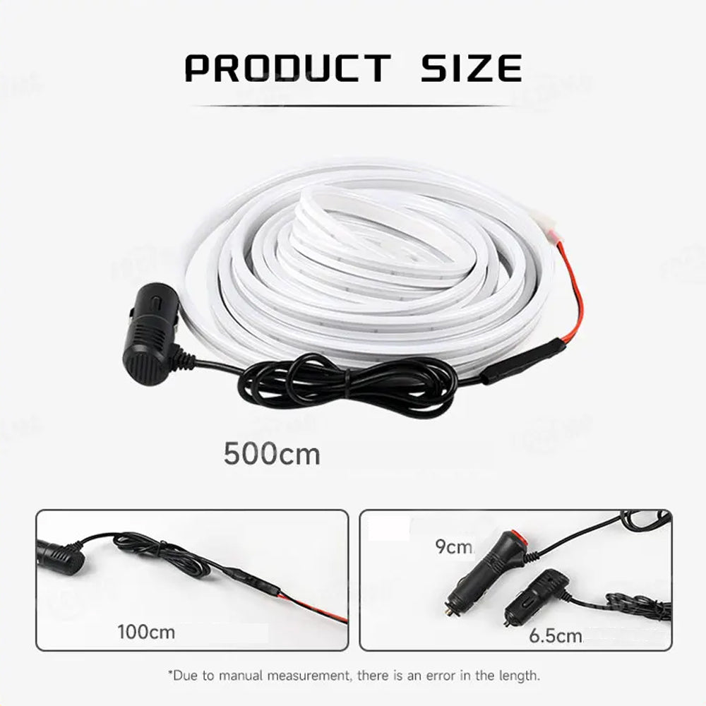 5M Warm White LED Car Trunk Light Flexible LED Strip Light Magnetic Induction