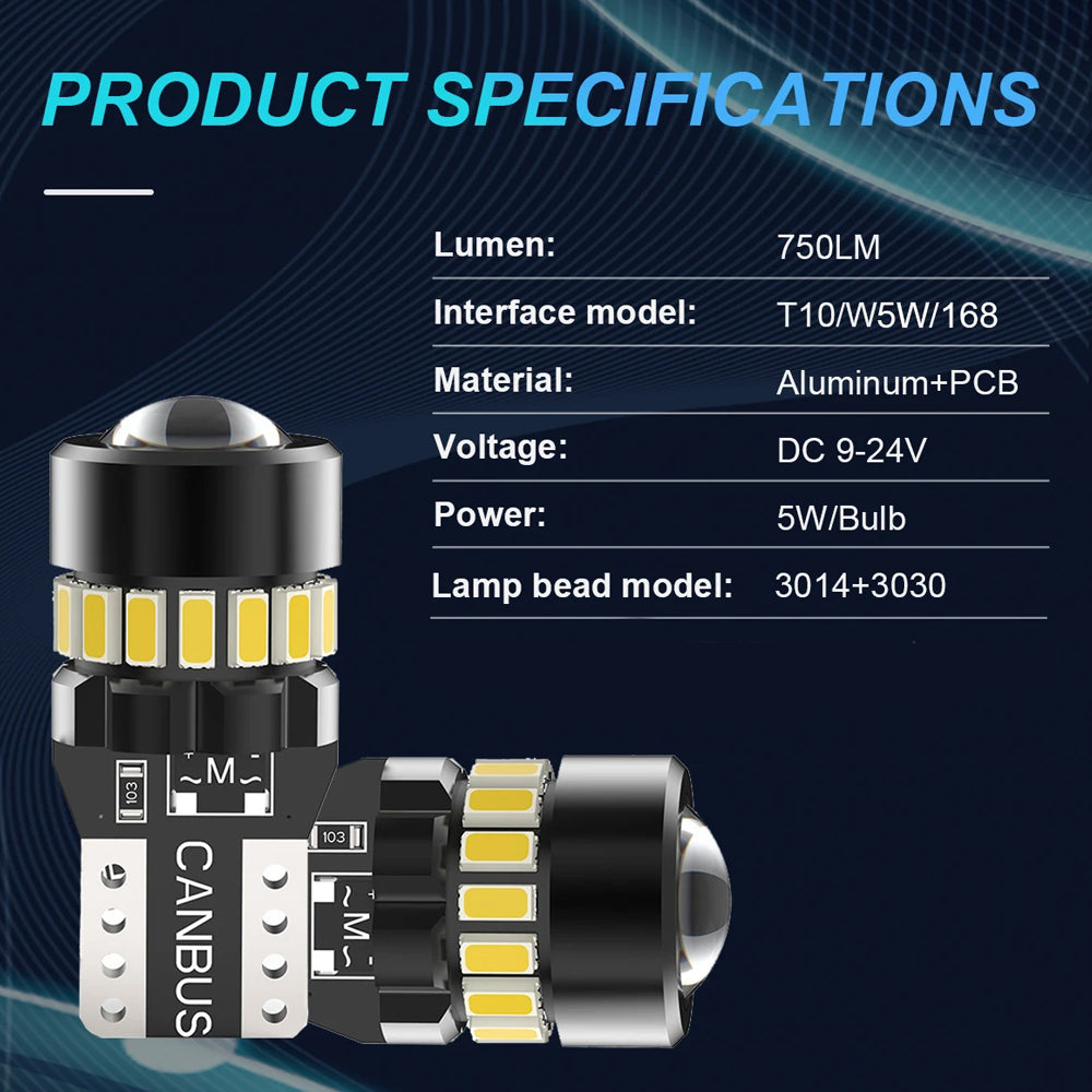 2pcs T10 Yellow 19SMD Canbus LED Bulbs Super Bright W5W 194 T10 LED Globes