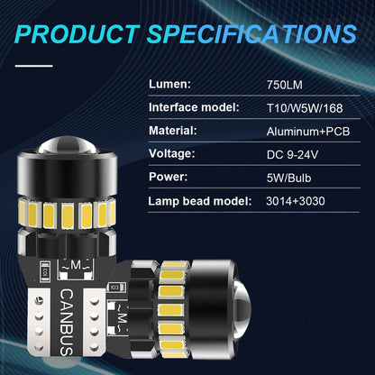 2pcs T10 Yellow 19SMD Canbus LED Bulbs Super Bright W5W 194 T10 LED Globes