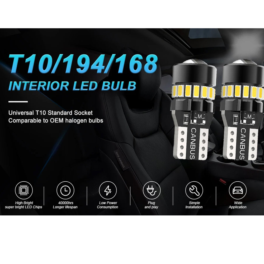 2pcs T10 Cool White 19SMD Canbus LED Bulbs Super Bright W5W 194 T10 LED Globes