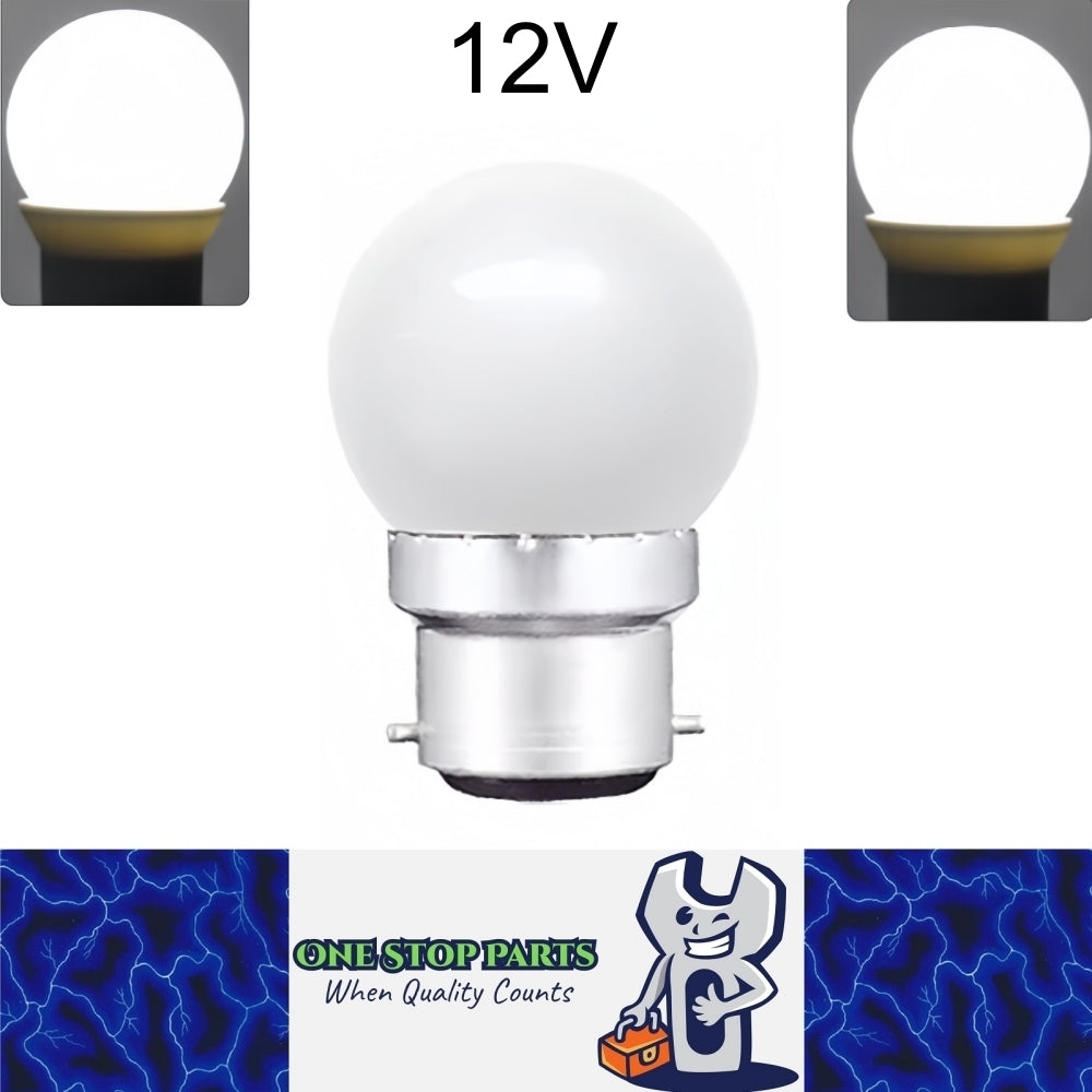 Cool White 12V B22 1W LED Bubble Globe Frosted Lens LED Bulb ideal for sign