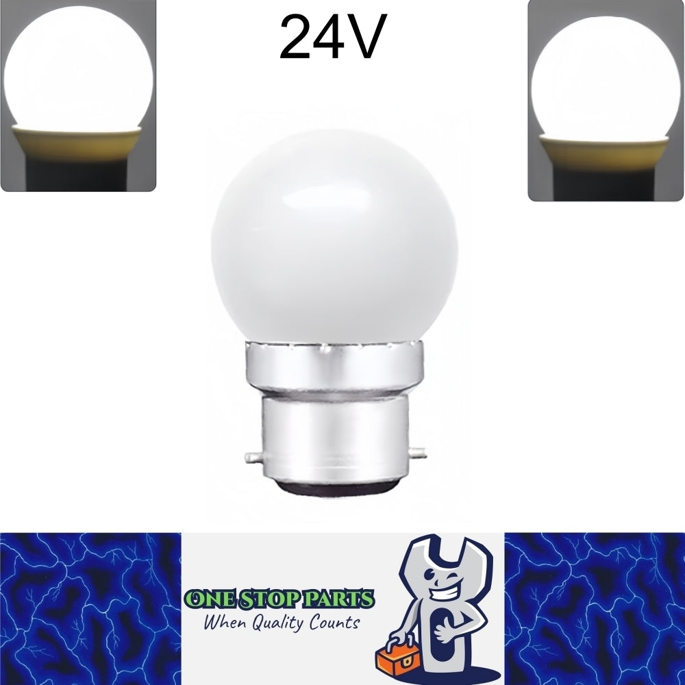 Cool White 24V B22 1W LED Bubble Globe Frosted Lens LED Bulb ideal for sign