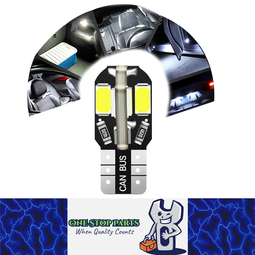 Cool White T10 8SMD High Brightness LED Globes 12V Ideal for Dash Lights Parkers