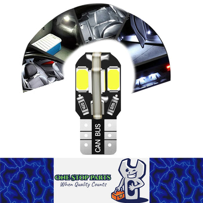 Cool White T10 8SMD High Brightness LED Globes 12V Ideal for Dash Lights Parkers