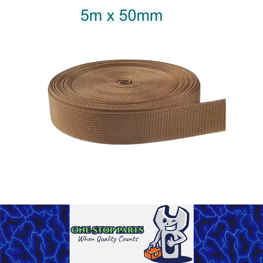 5m x 50mm Champagne Nylon Webbing Strap Safety Belt Knapsack Bag Leash DIY