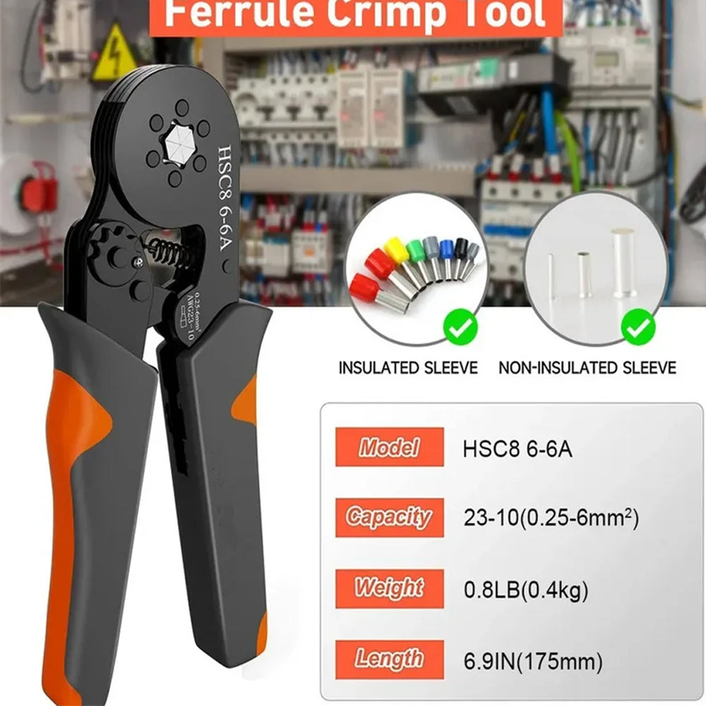 Ferrule Crimping Tool Kit Hexagonal Ratchet Jaw Wire Pliers with 1200 Terminals