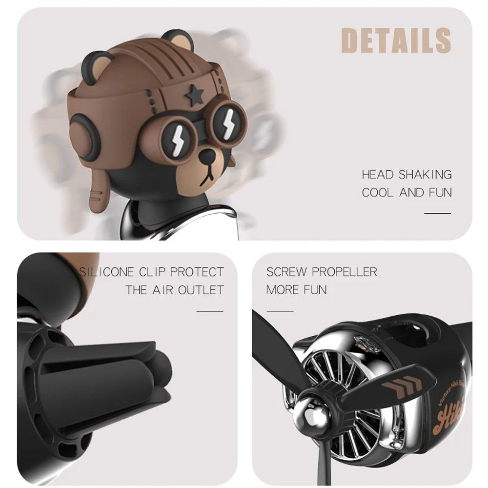 Cute Bear Car Perfume Diffuser Rotating Pilot Aroma Air Freshener Odour Remover
