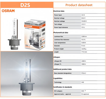 1 x OSRAM D2S HID Xenon Globe 4200K Headlight Original Osram D2S HID Bulb