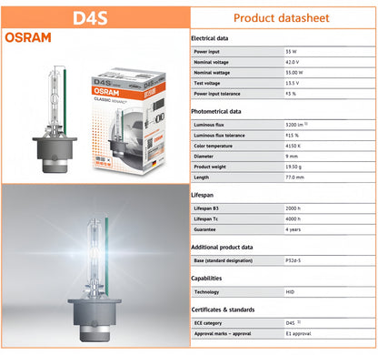 2 x OSRAM D4S HID Xenon Globes 4200K Headlight Original Osram D4S HID Bulbs