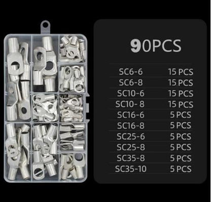 90 Assorted Solder Crimp eye terminals Lugs 6mm 8mm 10mm eye terminals (90pcs)