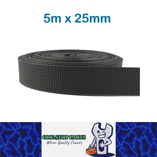 5m x 25mm DarkGray Nylon Webbing Strap Safety Belt Knapsack Bag Leash Crafting