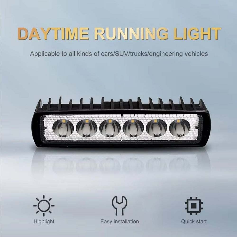 2 x 12V LED Daytime Running Light 6LED Flood Beam 4WD SUV Daytime Running Light