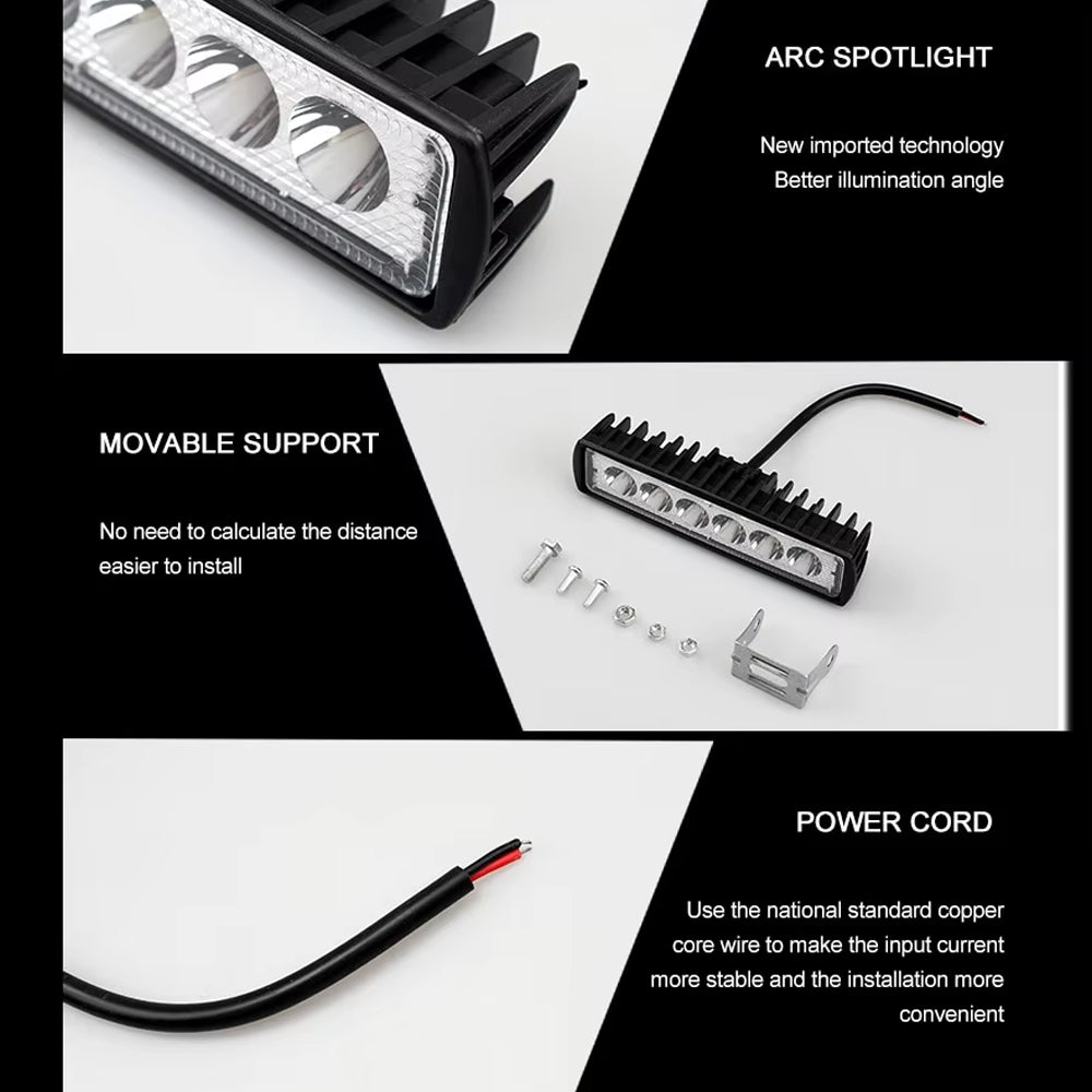 2 x 12V LED Daytime Running Light 6LED Flood Beam 4WD SUV Daytime Running Light