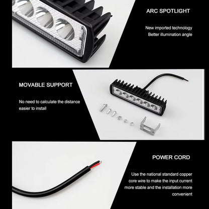2 x 12V LED Daytime Running Light 6LED Flood Beam 4WD SUV Daytime Running Light