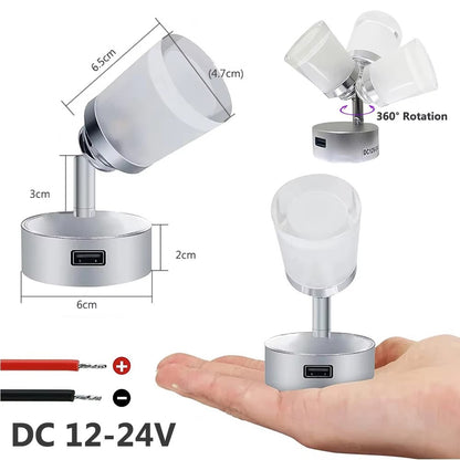 2x12v/24v Bedside Reading Light USB 3 Mode Touch Switch Cool, Warm,Natural White