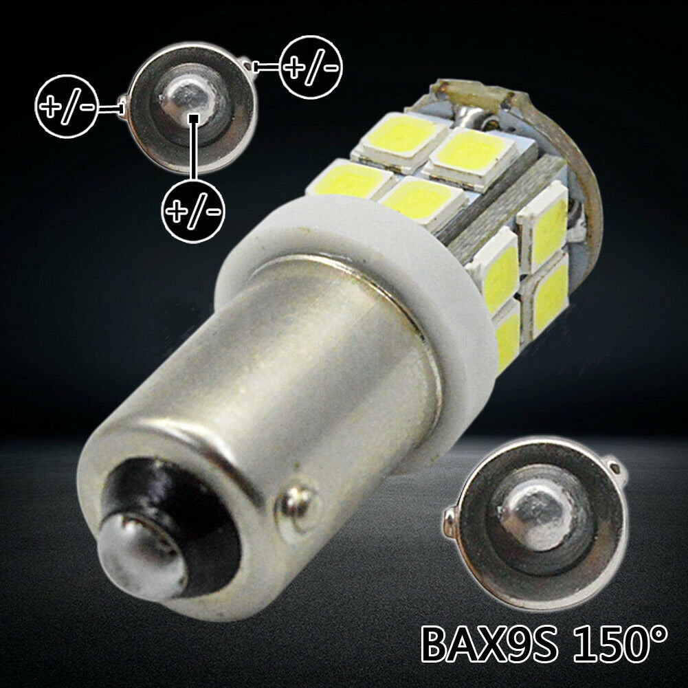 2PCS 12v BAX9S 20 SMD H6W 150LM COOL WHITE 6000K 150 DEG BASE PINS