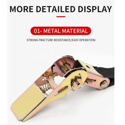 10M x 2.5CM Black Heavy Duty Ratchet Strap Cargo Luggage Tie Down Ratchet Strap