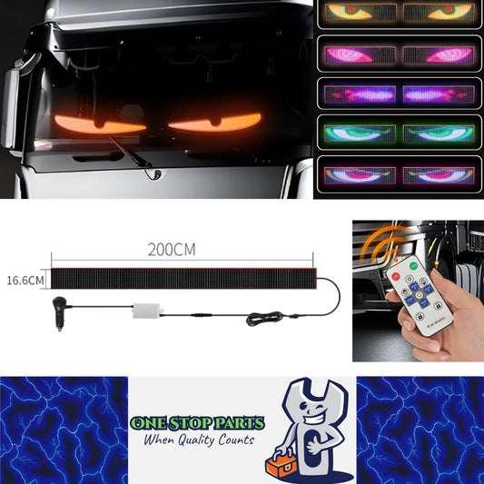 Devil's Eye Truck Windshield Flexible LED Sign Board Remote Control 200x16.6cm
