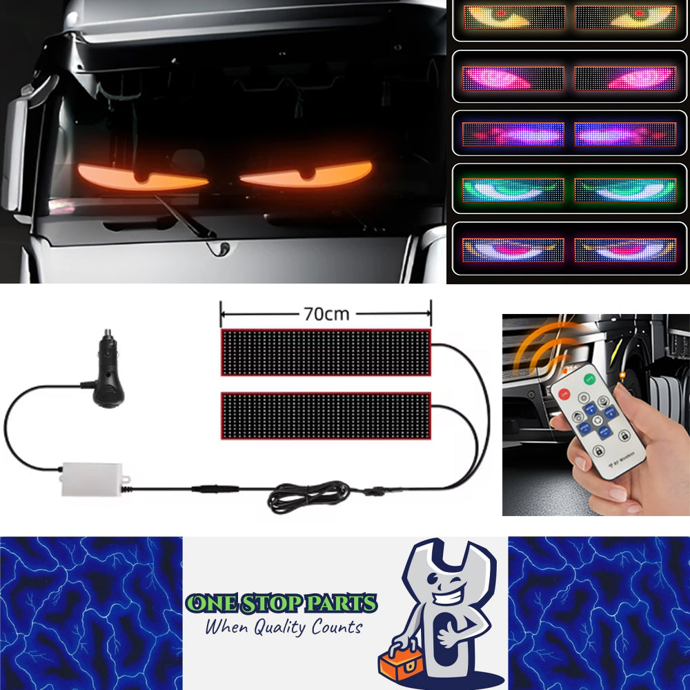 2x Devil's Eye Truck Windshield Flexible LED Sign Board Remote Control 70x16.6cm