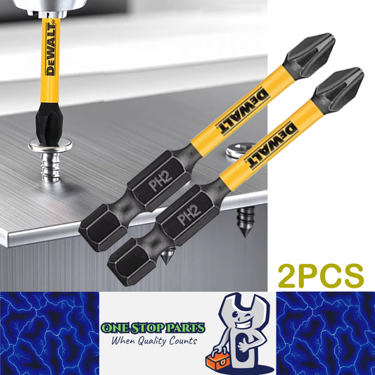 2 x DEWALT Impact Screwdriver Bits PH2 57mm Impact Resistant Cross Heads