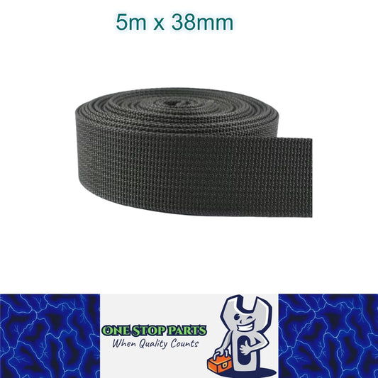 5m x 38mm DarkGray Nylon Webbing Strap Safety Belt Knapsack Bag Leash DIY Craft