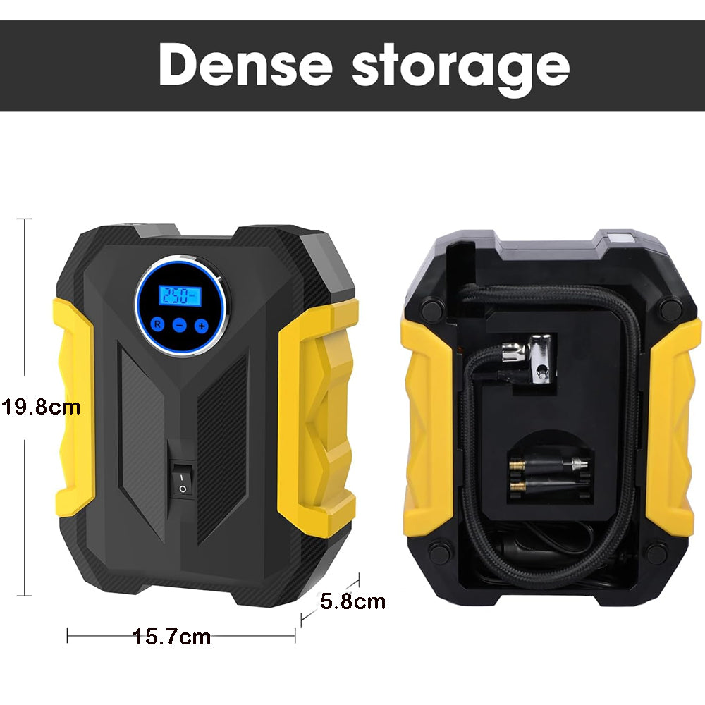 Yellow Car Air Compressor Pump Tire Inflator 12V 3M Cigarette Lighter Plug Cable