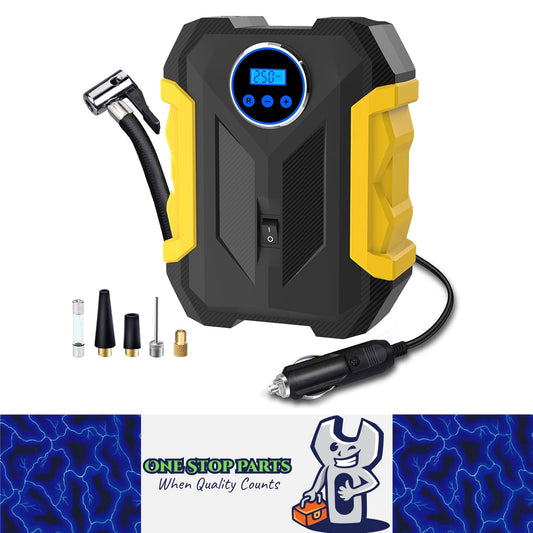 Yellow Car Air Compressor Pump Tire Inflator 12V 3M Cigarette Lighter Plug Cable