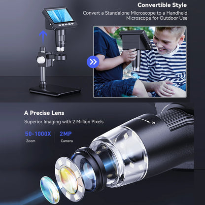 1000X Digital Microscope 4.3" IPS 1080P LED Coin Microscope Electronic Repair
