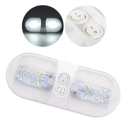 12v 48 Warm White LED Interior Dome Lamp with Double Switch for Caravan (1pc)