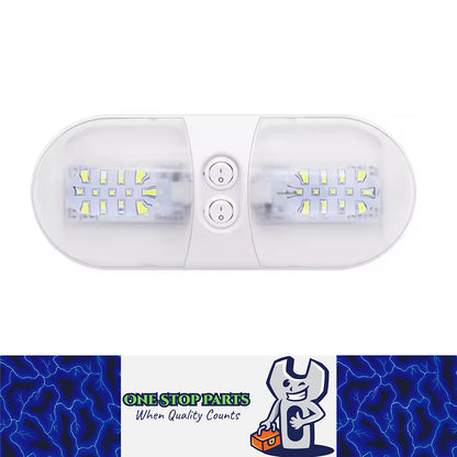 12v 48 Warm White LED Interior Dome Lamp with Double Switch for Caravan (1pc)