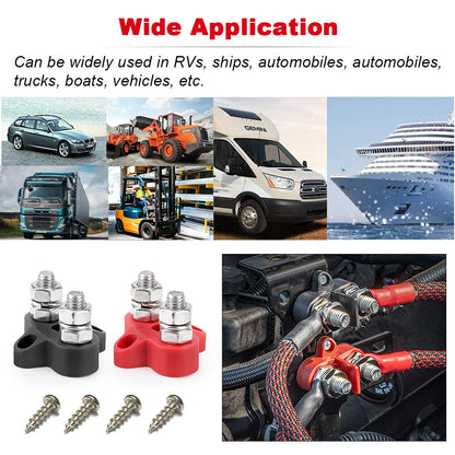 M6 Black Insulated Double Stud Power Distribution Stud Terminal Block