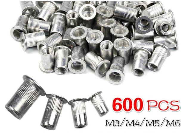 600 Piece Assorted Bulk Alloy Nut Rivets M3 M4 M5 M6 (600pcs NO GUN)