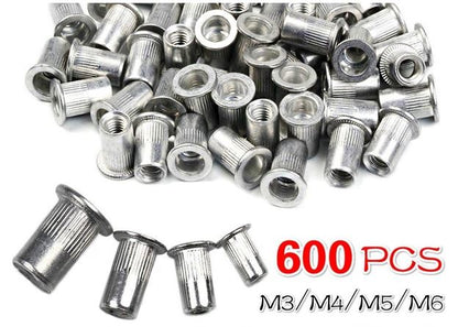 600 Piece Assorted Bulk Alloy Nut Rivets M3 M4 M5 M6 (600pcs NO GUN)