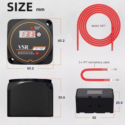 Dual Battery Isolator Kit with Voltage Sensitive Relay Ternimal Cable FuseHolder