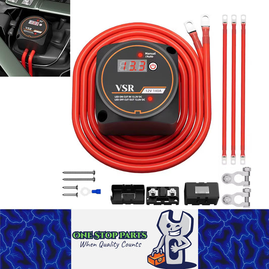 Dual Battery Isolator Kit with Voltage Sensitive Relay Ternimal Cable FuseHolder