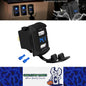 Dual USB Charger Port Blue LED Voltmeter for Rocker Switch Panel on Boat RV Car