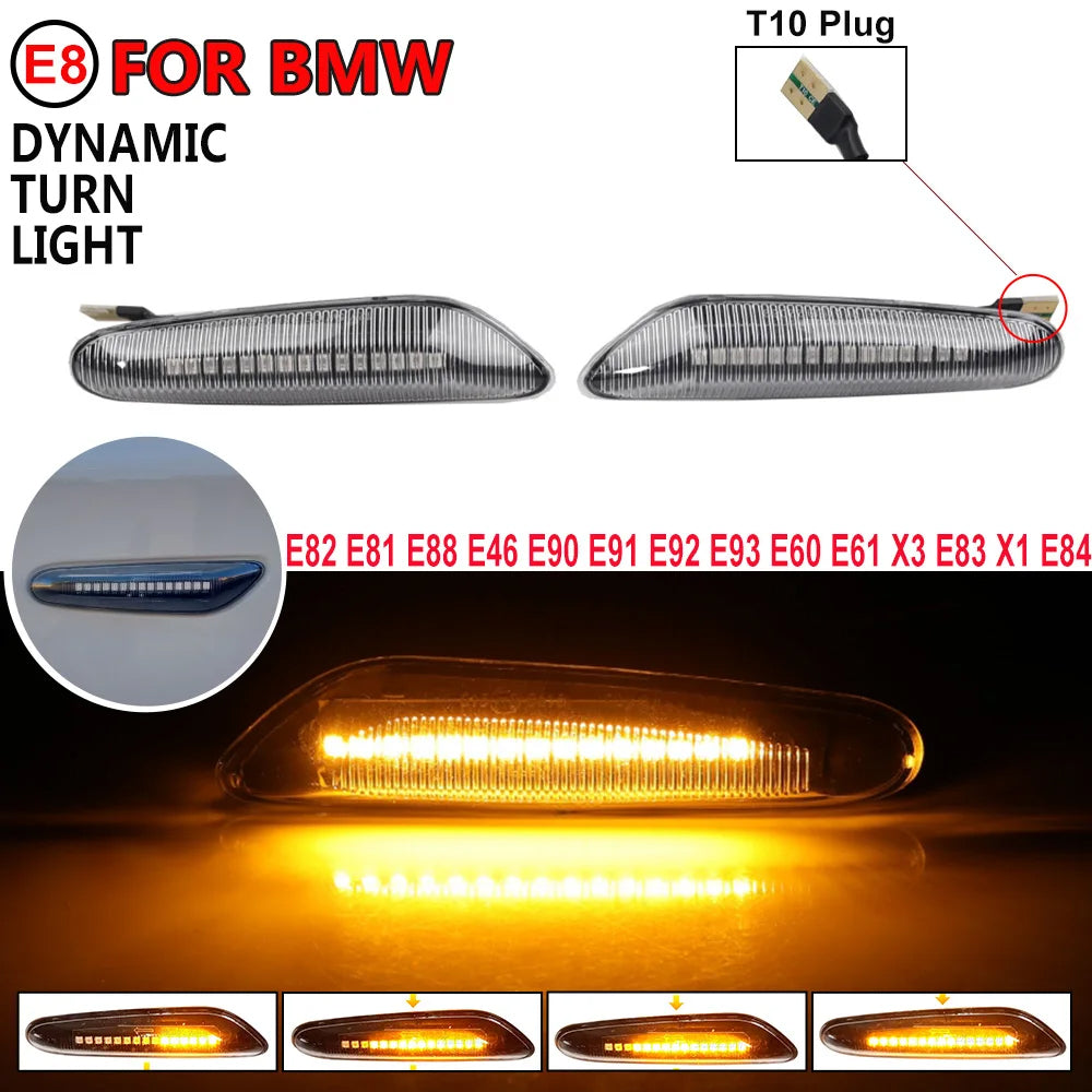 2x Dynamic LED Fender Lights Side Marker Lamps fit for BMW 1 3 5 Serie X1 X3 X5